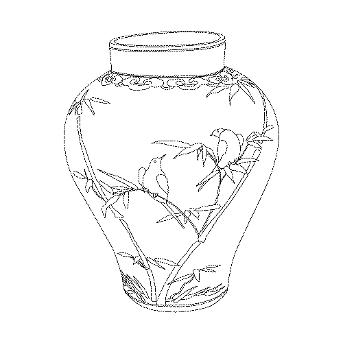 백자청화 매화·새·대나무무늬 항아리(113869)